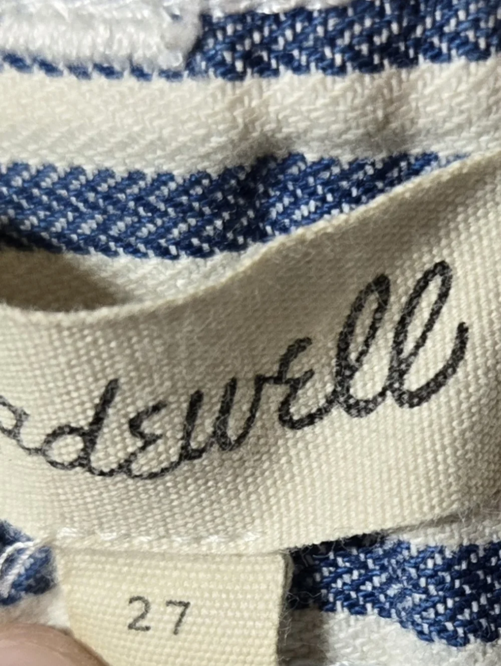 Madewell Emmett Wide-Leg Crop Pants Railroad Stripe Blue & White 27x24 - Picture 2 of 10